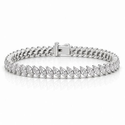Royal Marquise Lab-Grown Diamond Tennis Bracelet - White Gold