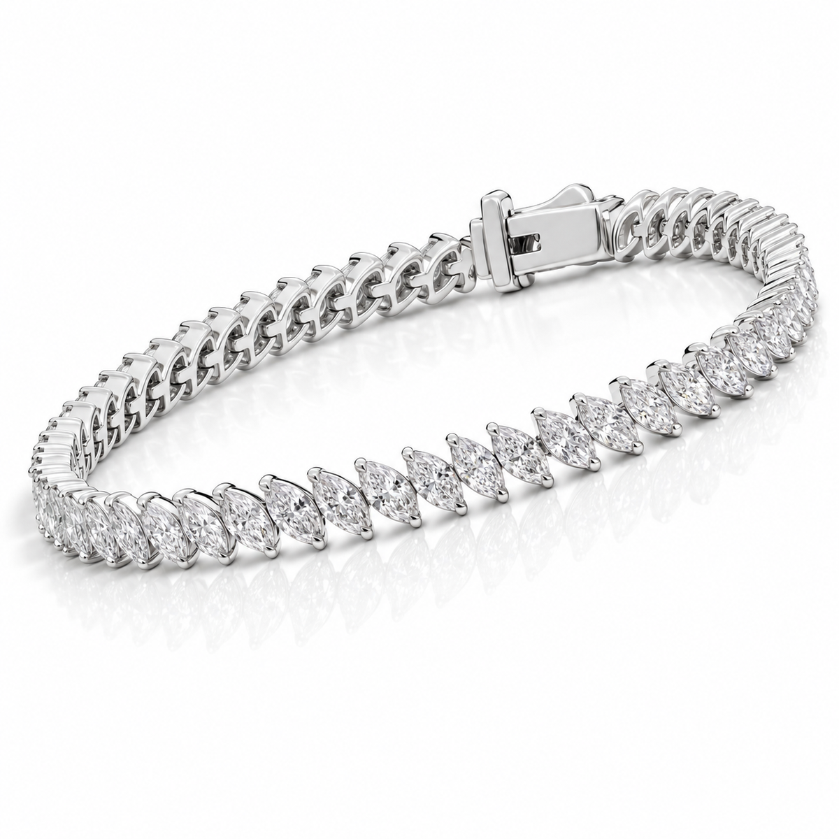Royal Marquise Lab-Grown Diamond Tennis Bracelet - White Gold