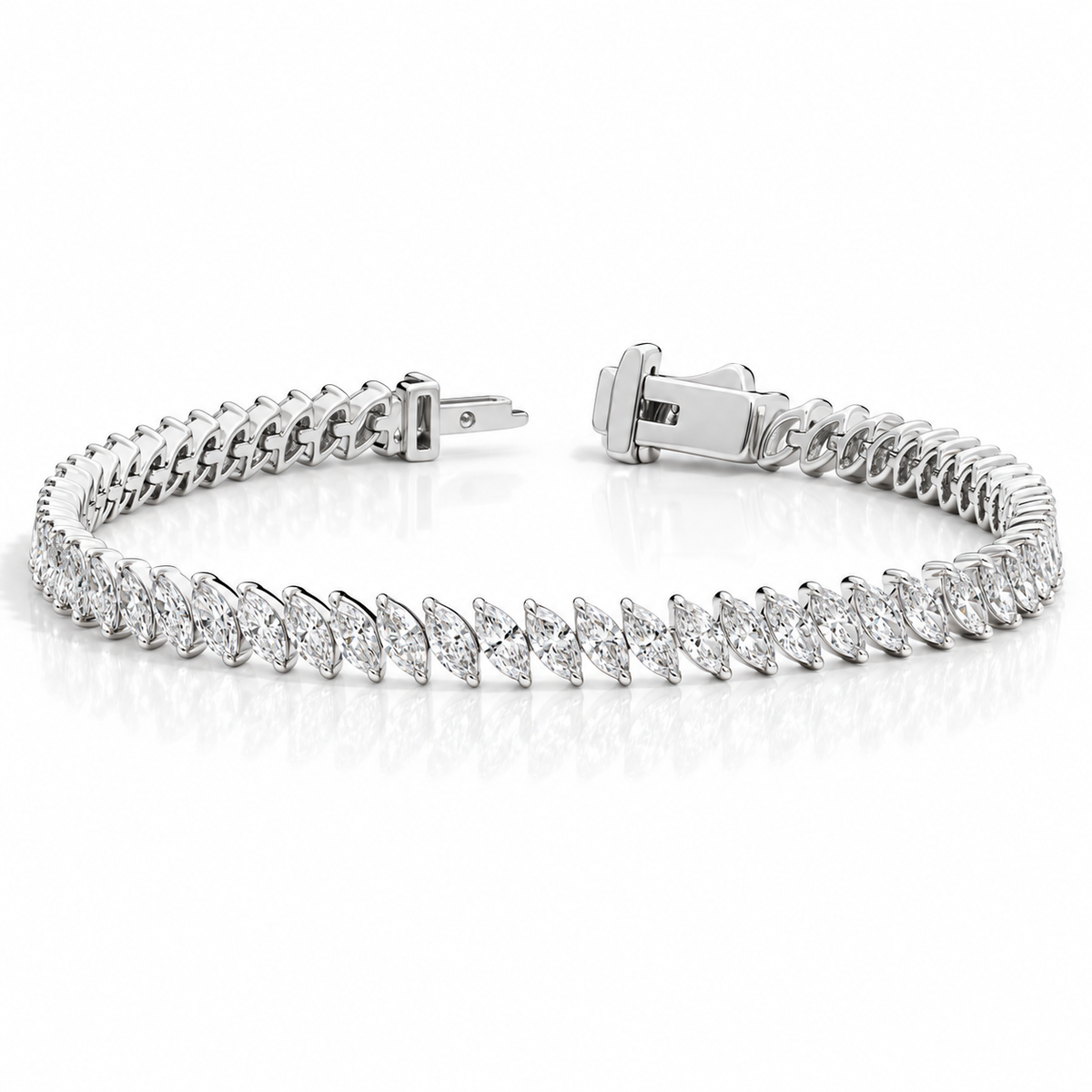 Royal Marquise Lab-Grown Diamond Tennis Bracelet - White Gold