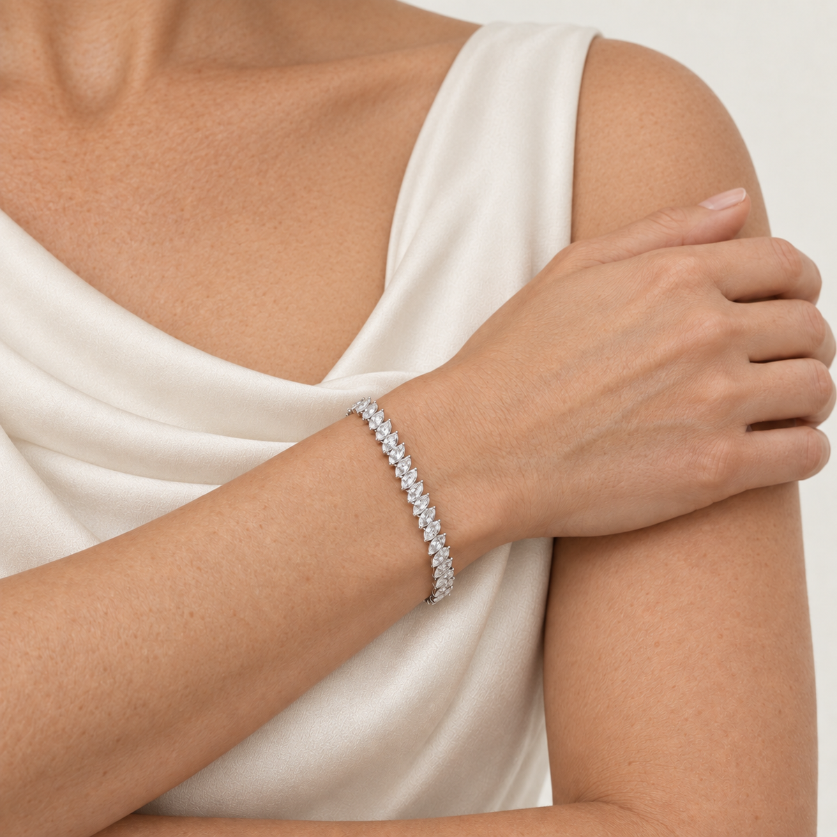 Royal Marquise Lab-Grown Diamond Tennis Bracelet - White Gold