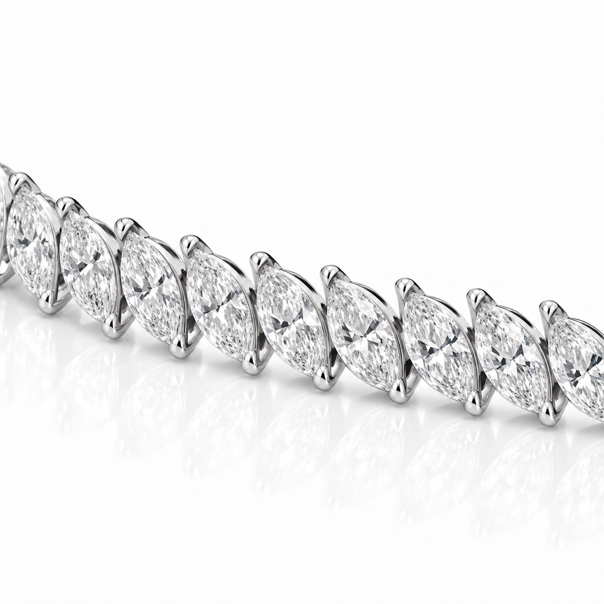 Royal Marquise Lab-Grown Diamond Tennis Bracelet - White Gold