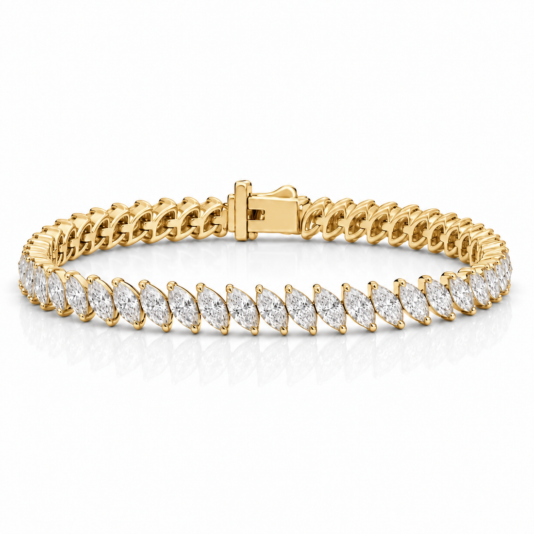 Royal Marquise Lab-Grown Diamond Tennis Bracelet - Yellow Gold