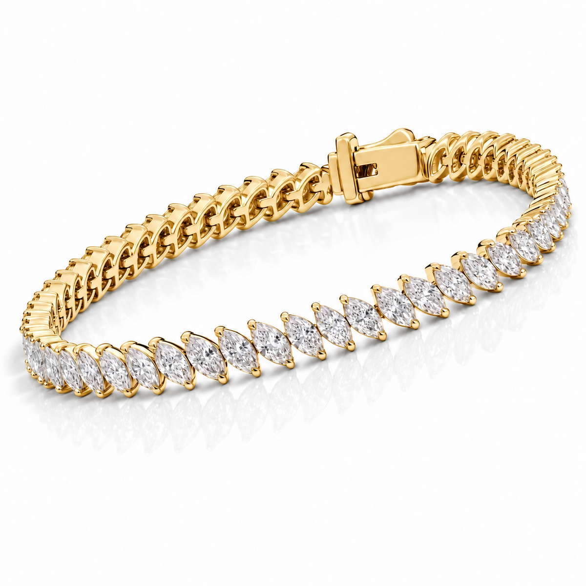 Royal Marquise Lab-Grown Diamond Tennis Bracelet - Yellow Gold