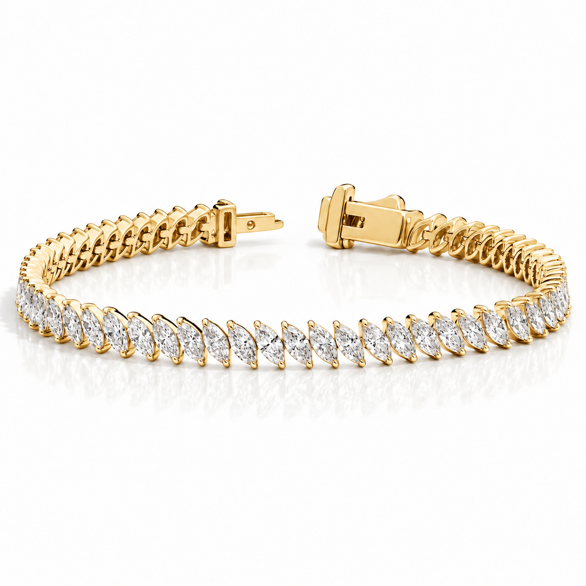 Royal Marquise Lab-Grown Diamond Tennis Bracelet - Yellow Gold