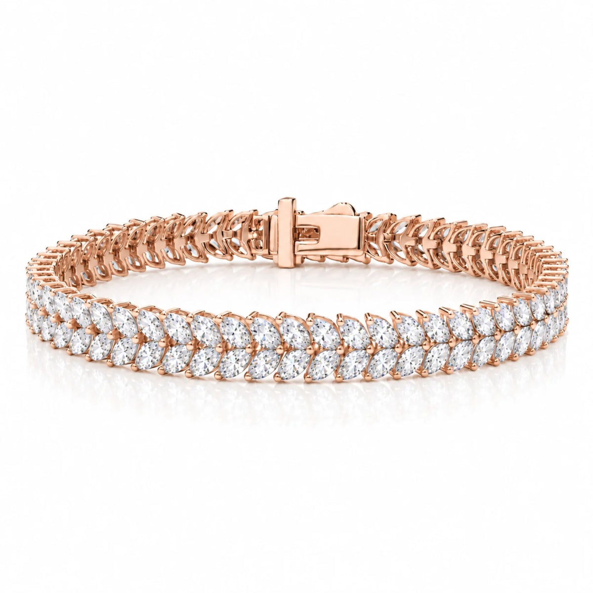 Laurel Double Row Marquise Lab-Grown Diamond Tennis Bracelet - Rose Gold