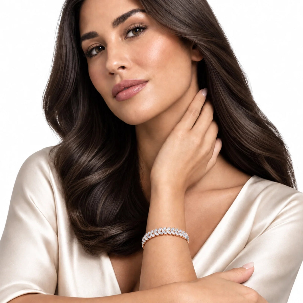 Laurel Double Row Marquise Lab-Grown Diamond Tennis Bracelet - Rose Gold