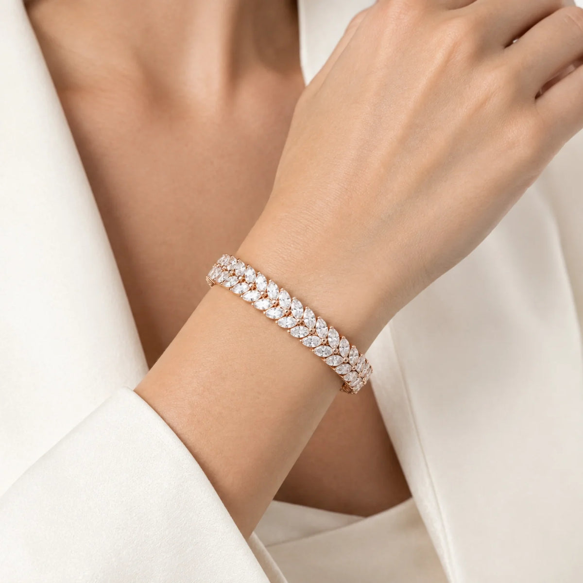 Laurel Double Row Marquise Lab-Grown Diamond Tennis Bracelet - Rose Gold