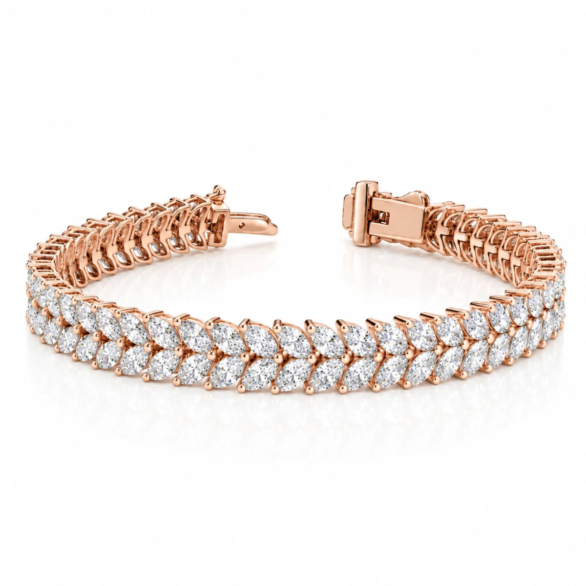Laurel Double Row Marquise Lab-Grown Diamond Tennis Bracelet - Rose Gold