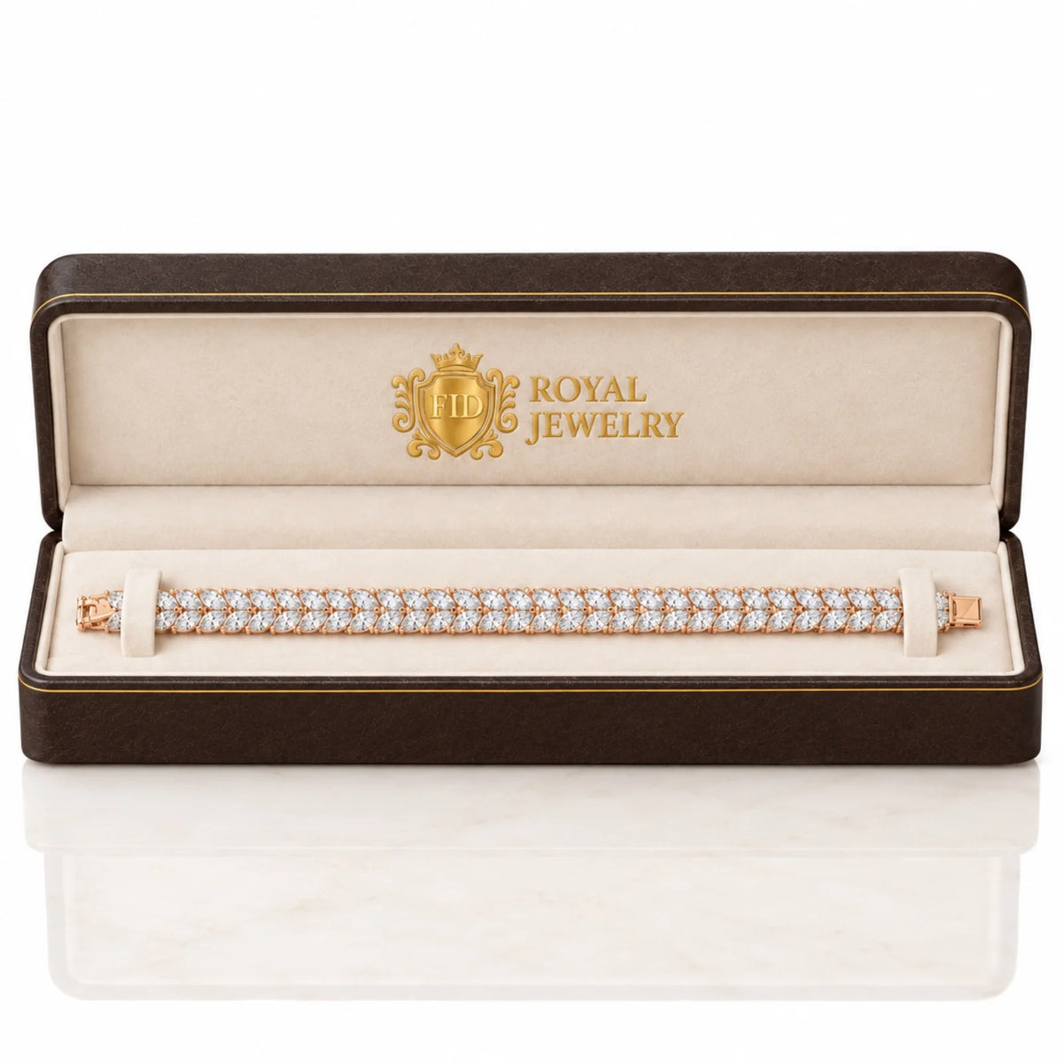Laurel Double Row Marquise Lab-Grown Diamond Tennis Bracelet - Rose Gold
