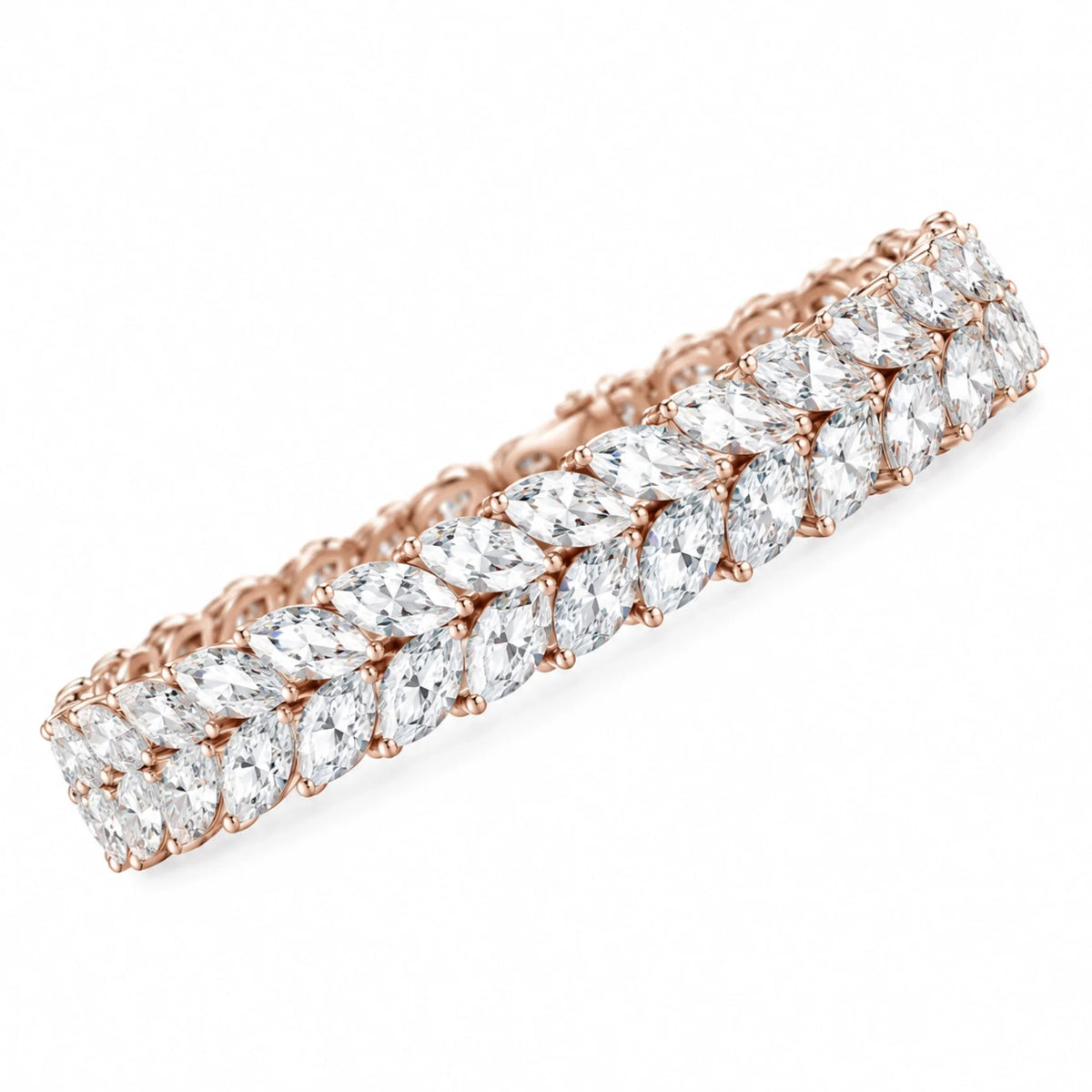Laurel Double Row Marquise Lab-Grown Diamond Tennis Bracelet - Rose Gold