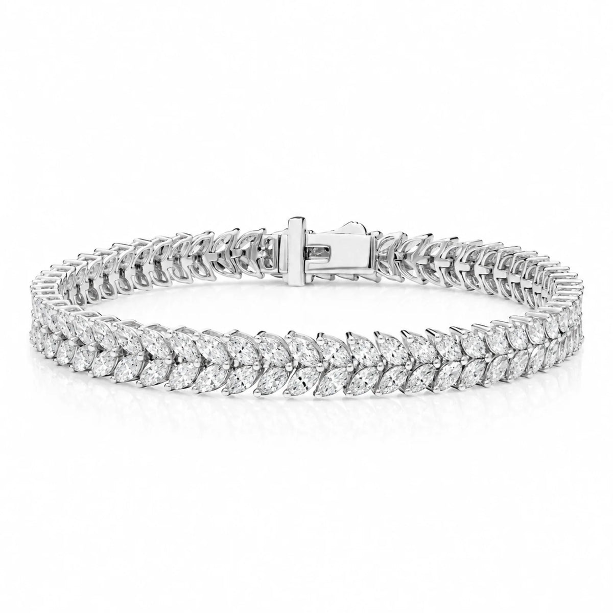 Laurel Double Row Marquise Lab-Grown Diamond Tennis Bracelet - White Gold