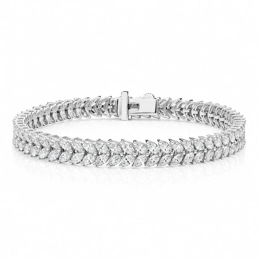 Laurel Double Row Marquise Lab-Grown Diamond Tennis Bracelet - White Gold