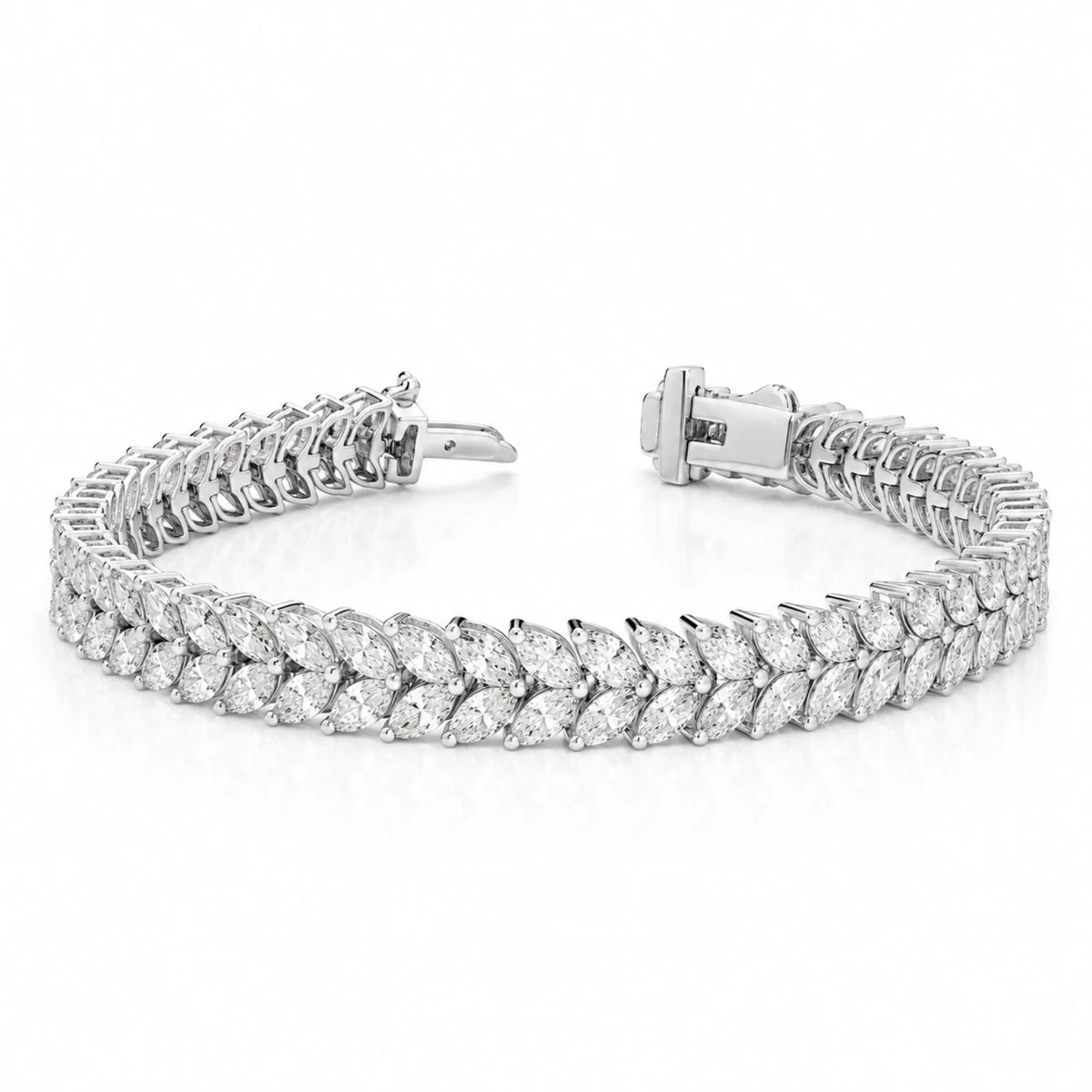 Laurel Double Row Marquise Lab-Grown Diamond Tennis Bracelet - White Gold