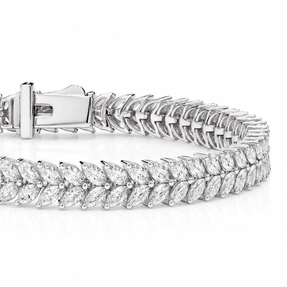 Laurel Double Row Marquise Lab-Grown Diamond Tennis Bracelet - White Gold