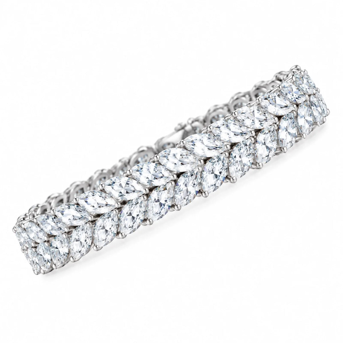 Laurel Double Row Marquise Lab-Grown Diamond Tennis Bracelet - White Gold