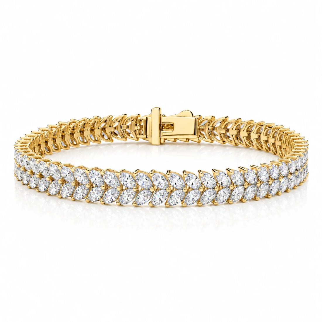 Laurel Double Row Marquise Lab-Grown Diamond Tennis Bracelet - Yellow Gold
