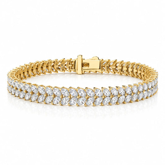 Laurel Double Row Marquise Lab-Grown Diamond Tennis Bracelet - Yellow Gold