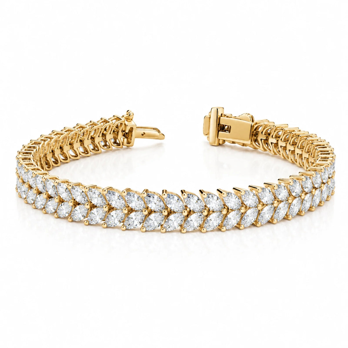 Laurel Double Row Marquise Lab-Grown Diamond Tennis Bracelet - Yellow Gold