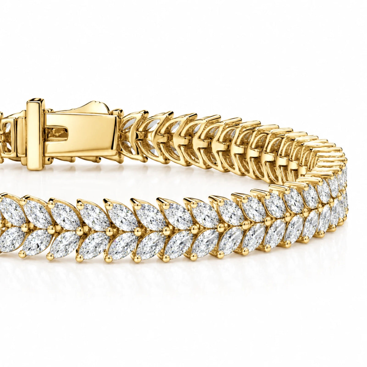 Laurel Double Row Marquise Lab-Grown Diamond Tennis Bracelet - Yellow Gold