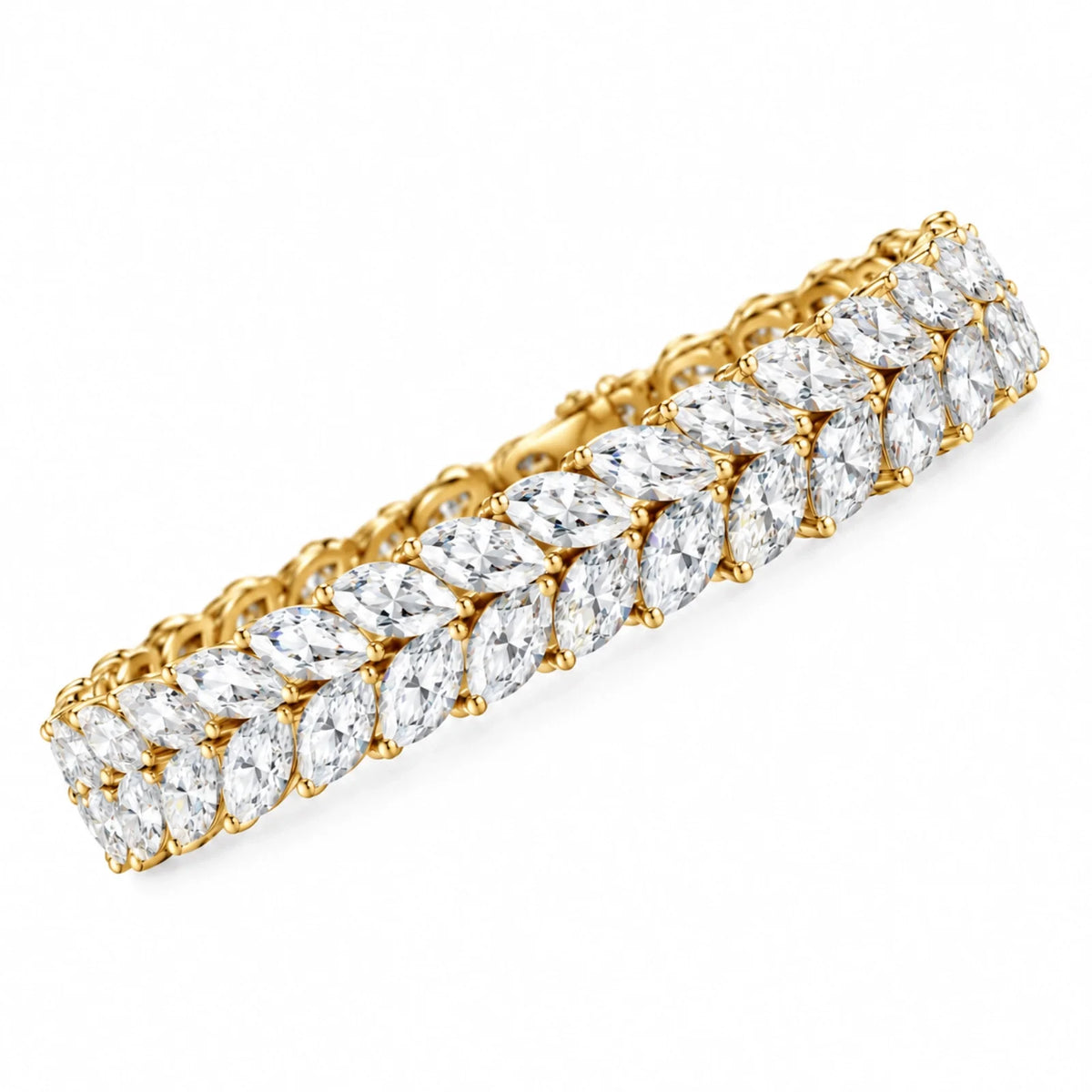 Laurel Double Row Marquise Lab-Grown Diamond Tennis Bracelet - Yellow Gold