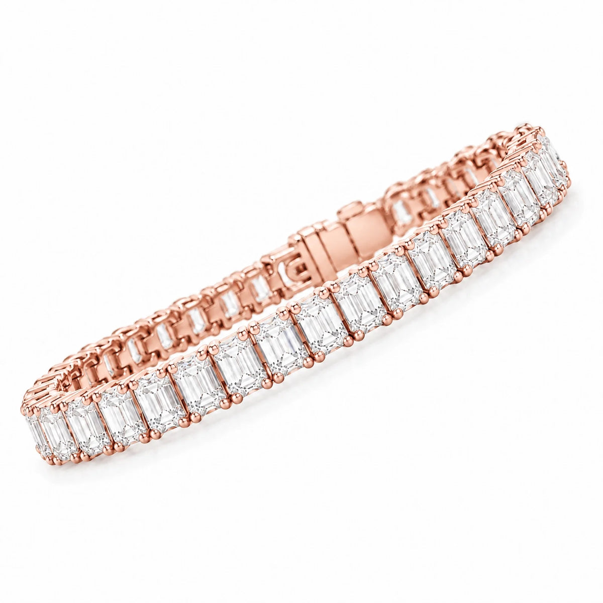 Royal Emerald Lab-Grown Diamond Tennis Bracelet - Rose Gold