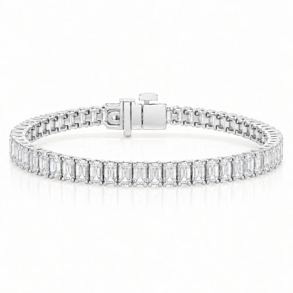 Royal Emerald Lab-Grown Diamond Tennis Bracelet - White Gold