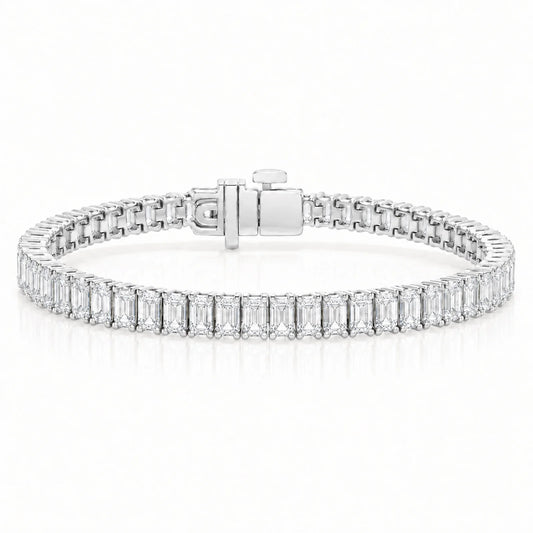 Royal Emerald Lab-Grown Diamond Tennis Bracelet - White Gold