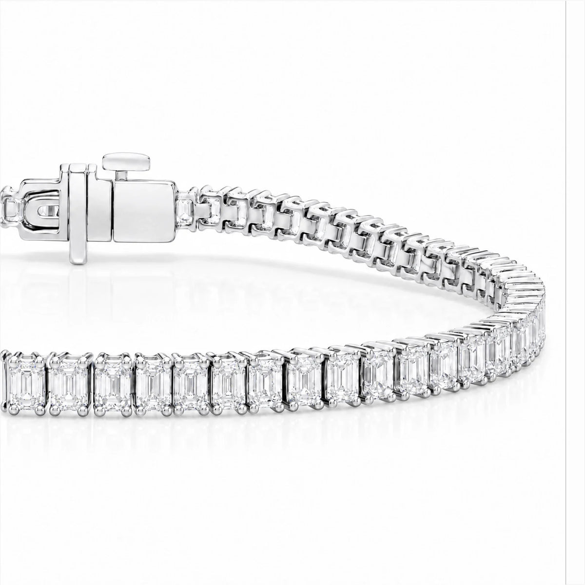 Royal Emerald Lab-Grown Diamond Tennis Bracelet - White Gold