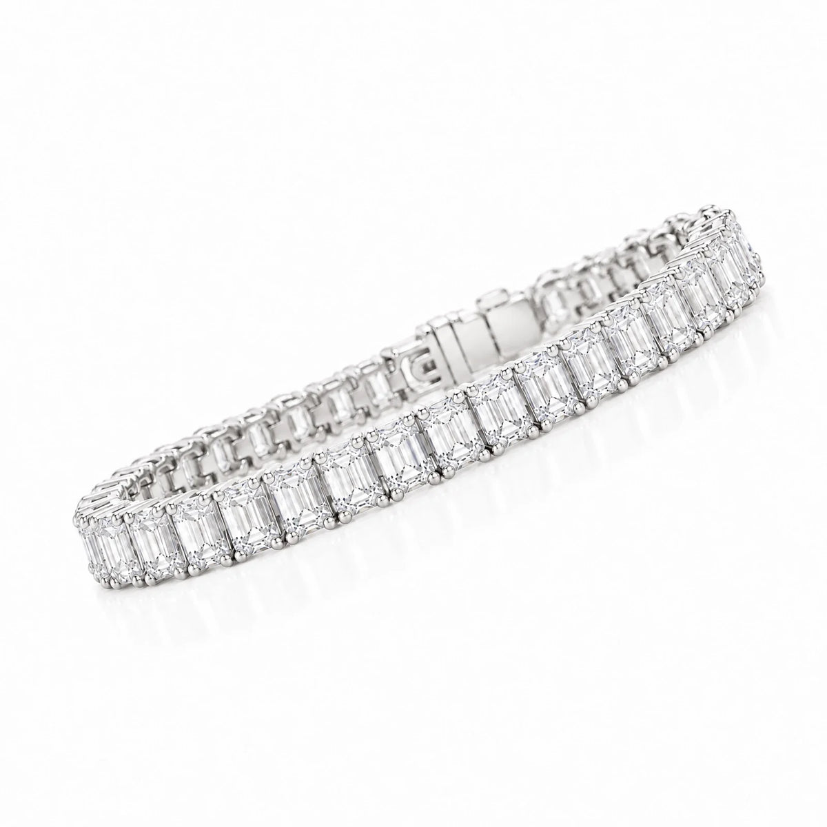 Royal Emerald Lab-Grown Diamond Tennis Bracelet - White Gold