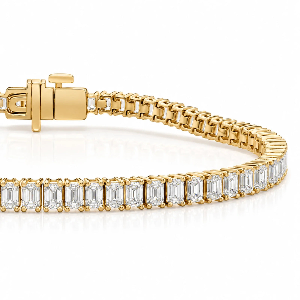 Royal Emerald Lab-Grown Diamond Tennis Bracelet - Yellow Gold