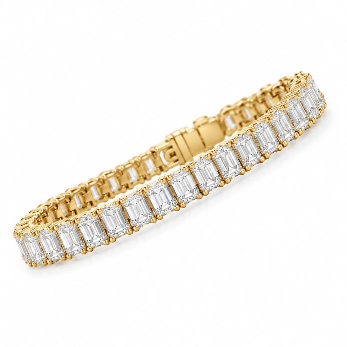 Royal Emerald Lab-Grown Diamond Tennis Bracelet - Yellow Gold