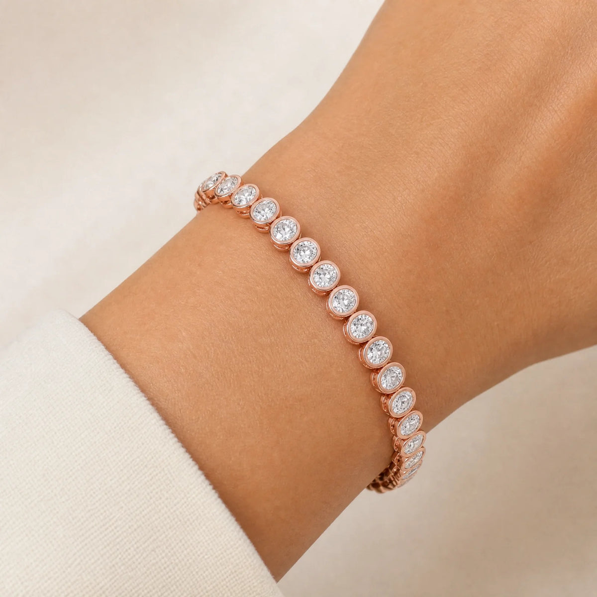 Royal Collet Lab-Grown Diamond Tennis Bracelet - Rose Gold