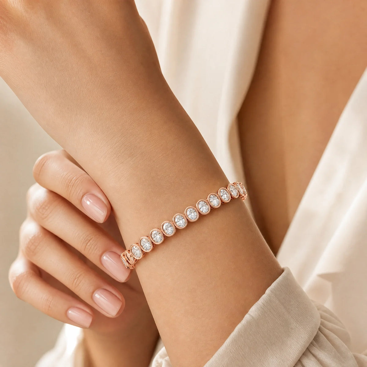 Royal Collet Lab-Grown Diamond Tennis Bracelet - Rose Gold