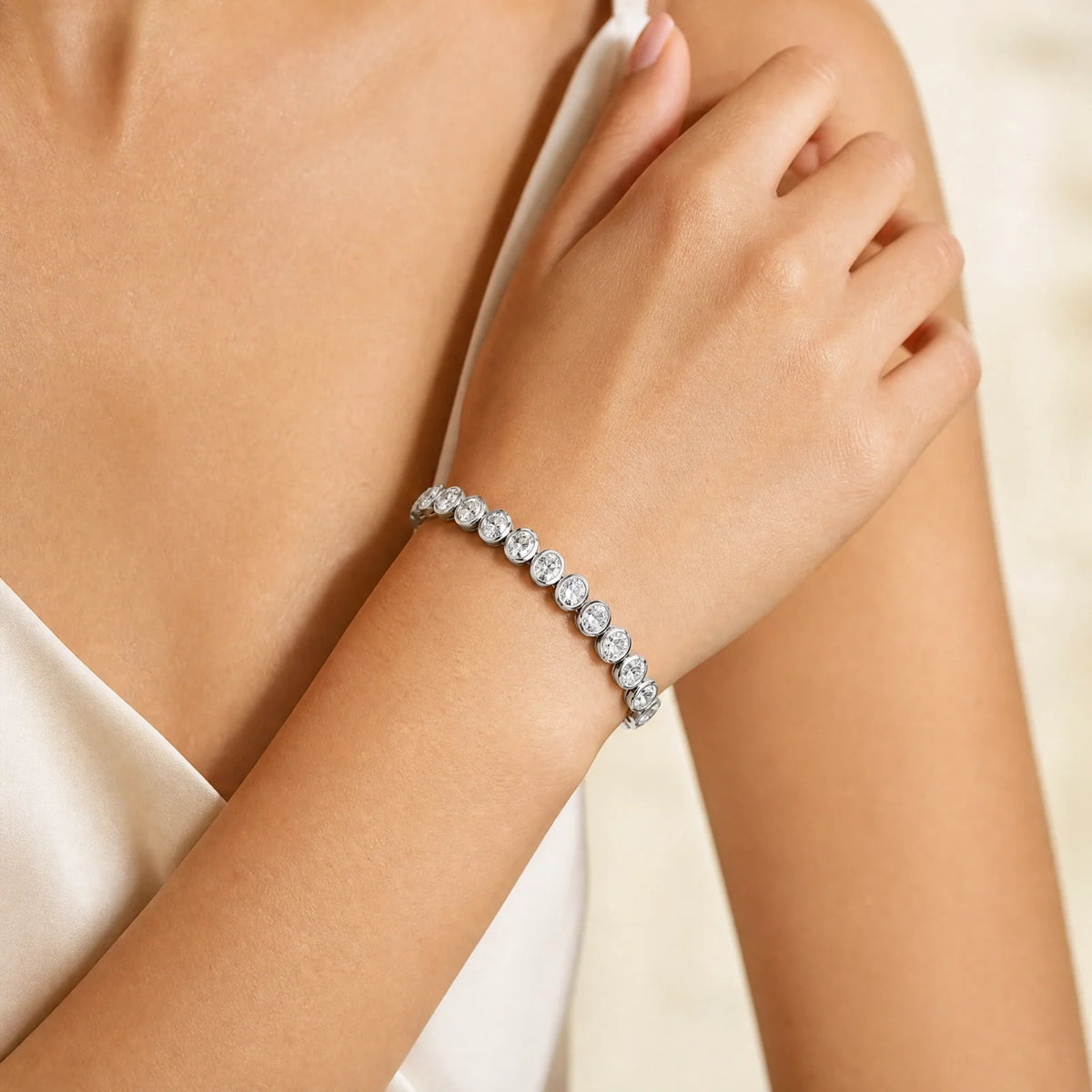 Royal Collet Lab-Grown Diamond Tennis Bracelet - White Gold