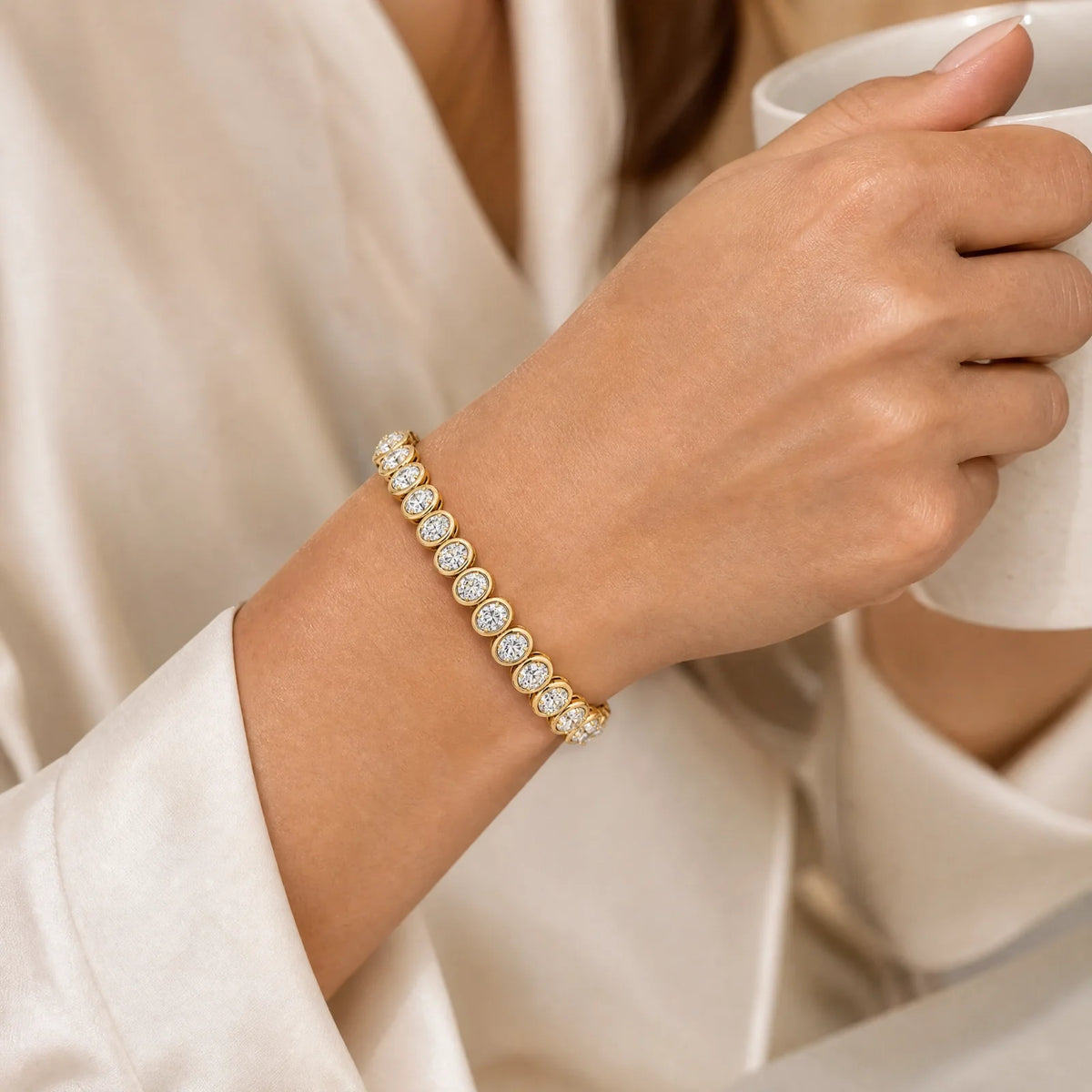 Royal Collet Lab-Grown Diamond Tennis Bracelet - Yellow Gold