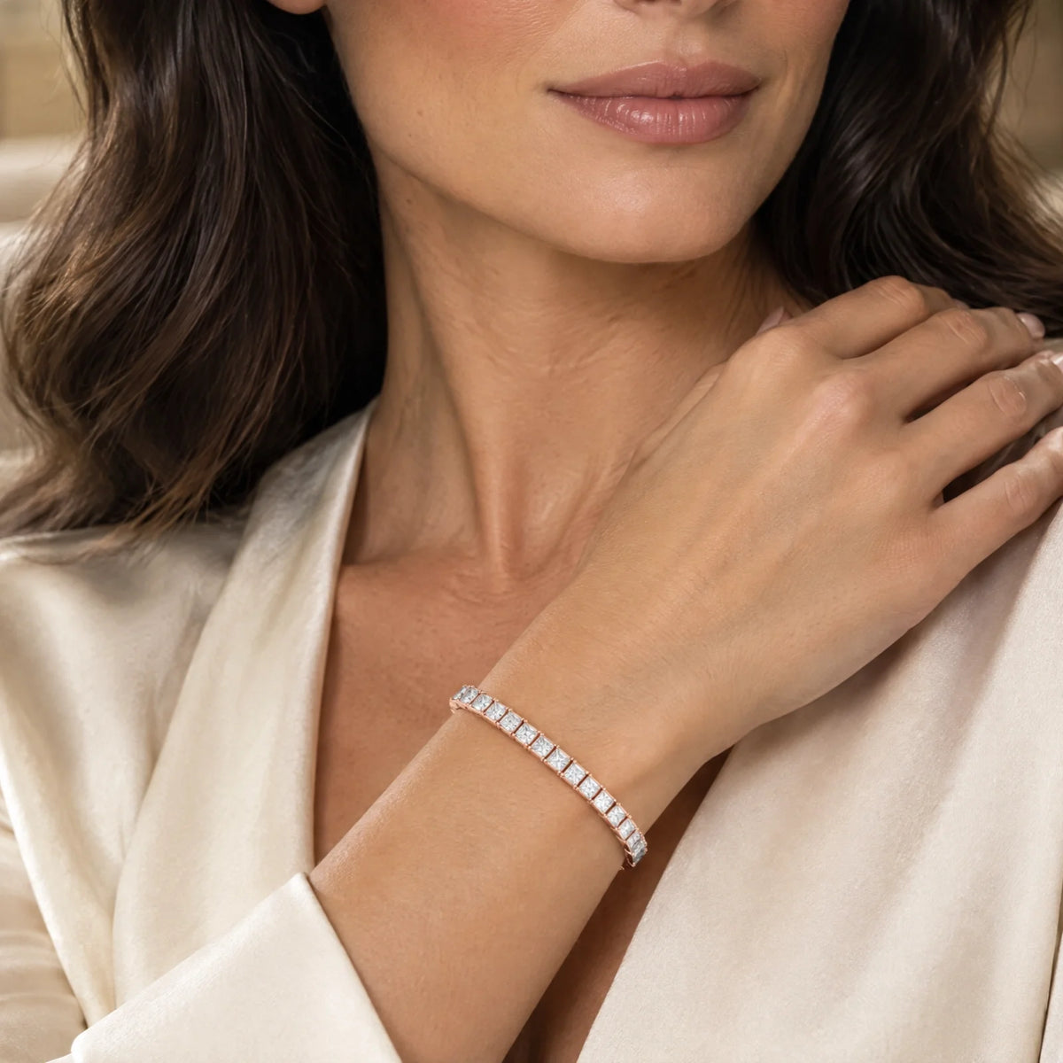 Royal Carré Lab-Grown Diamond Tennis Bracelet - Rose Gold