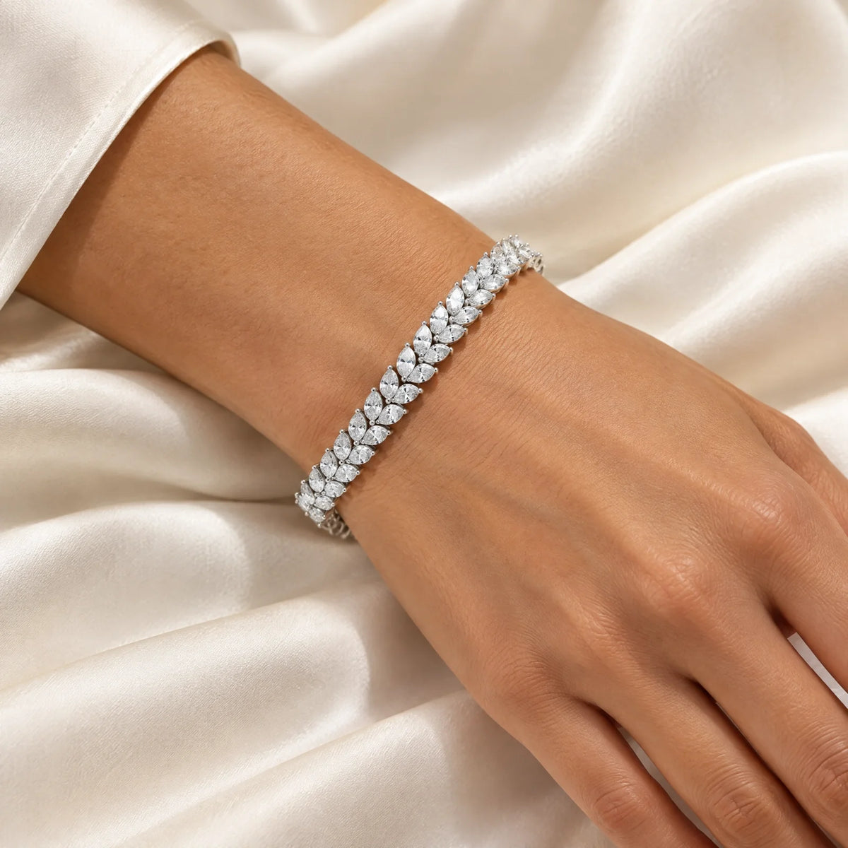 Royal Larme Lab-Grown Diamond Tennis Bracelet - White Gold