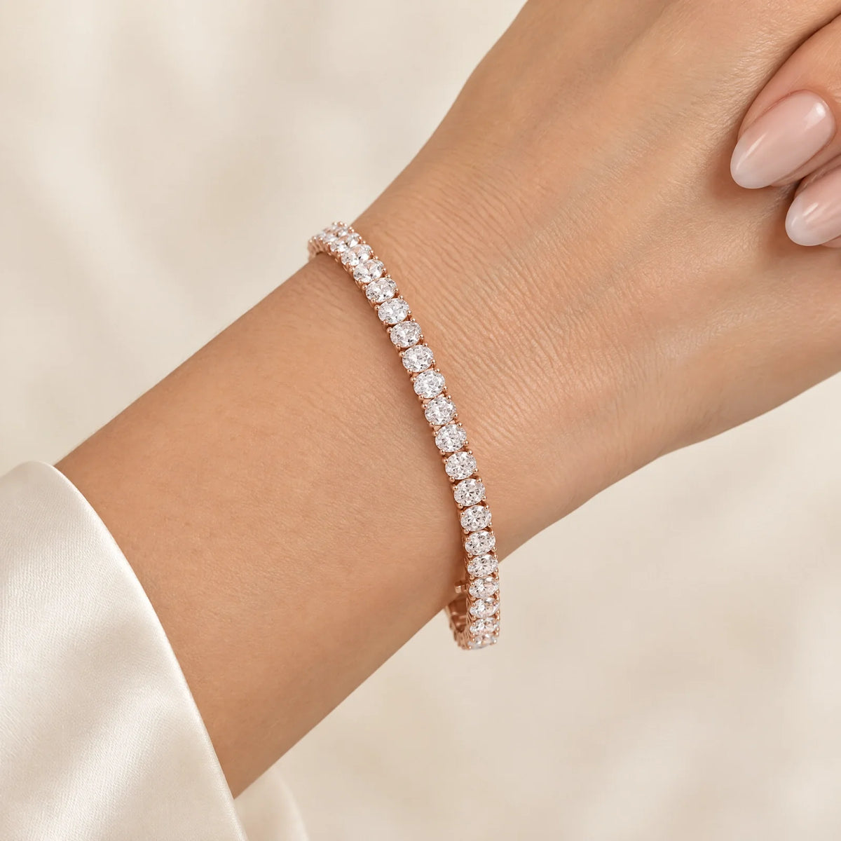 Royal Ovale Lab-Grown Diamond Tennis Bracelet - Rose Gold
