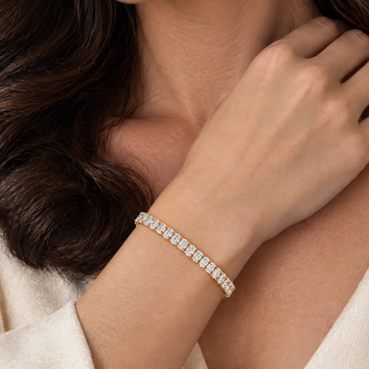 Royal Ovale Lab-Grown Diamond Tennis Bracelet - Yellow Gold