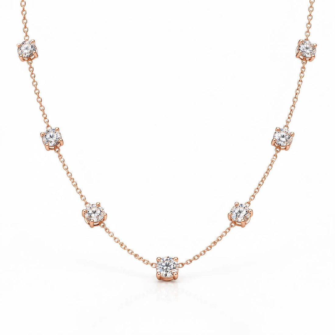 Céleste Lab-Grown Diamond Station Necklace - Rose Gold
