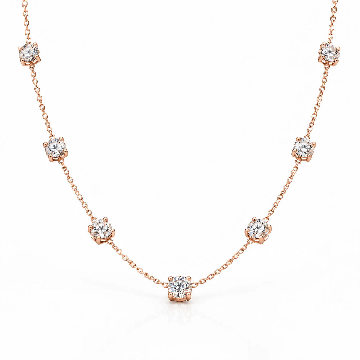 Céleste Lab-Grown Diamond Station Necklace - Rose Gold