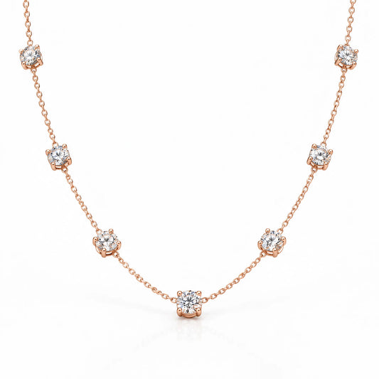 Céleste Lab-Grown Diamond Station Necklace - Rose Gold