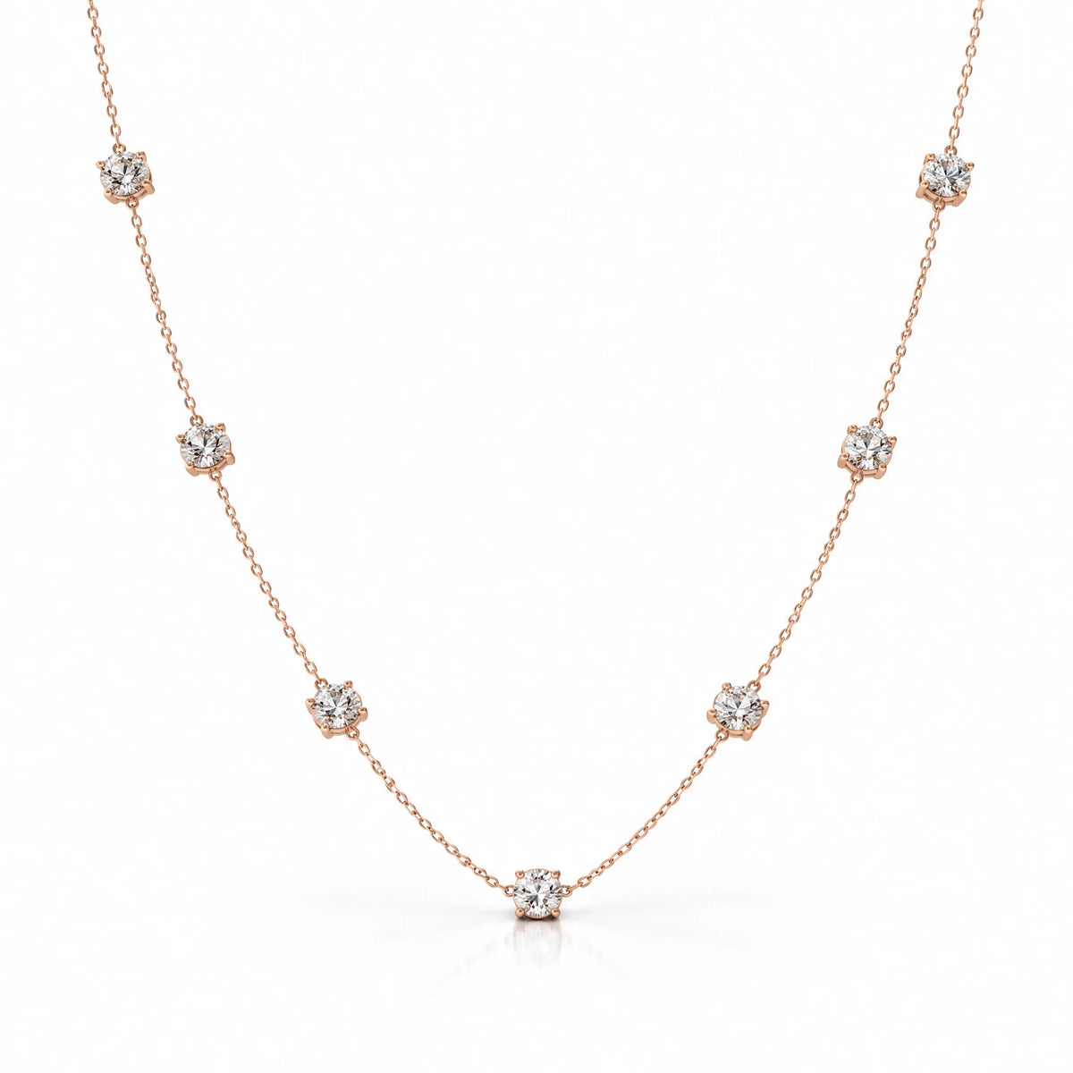 Céleste Lab-Grown Diamond Station Necklace - Rose Gold