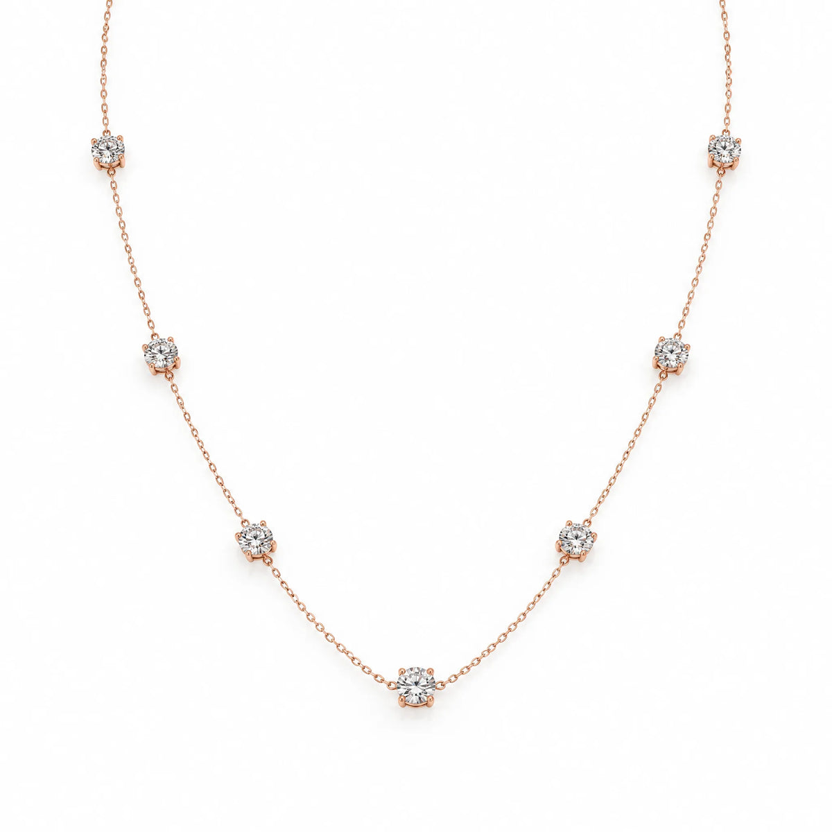 Céleste Lab-Grown Diamond Station Necklace - Rose Gold
