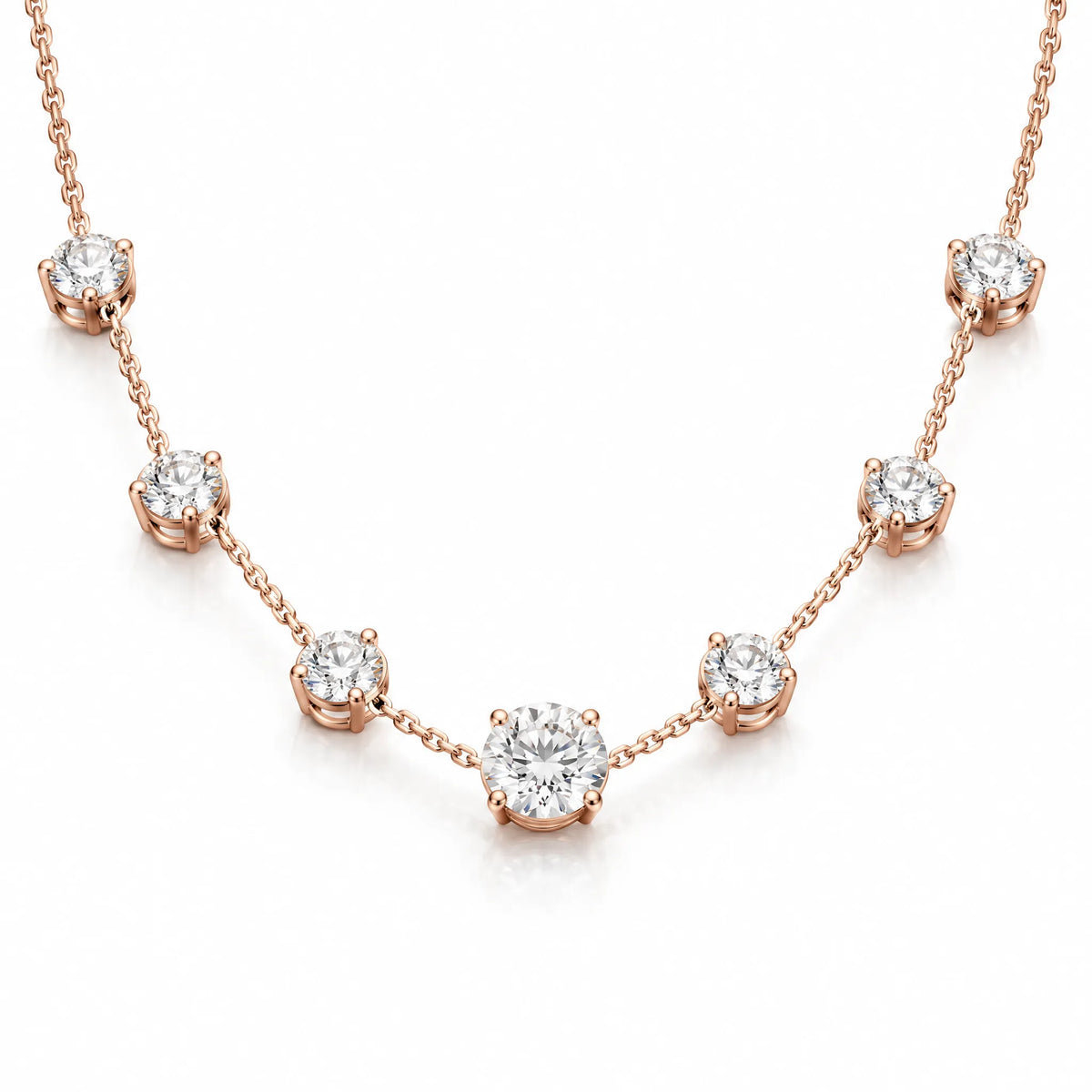 Céleste Lab-Grown Diamond Station Necklace - Rose Gold