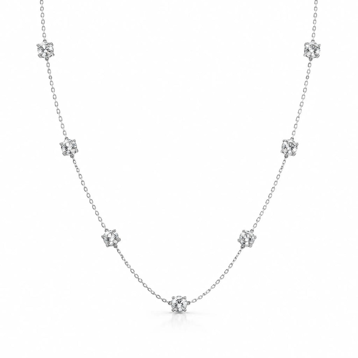 Céleste Lab-Grown Diamond Station Necklace - White Gold