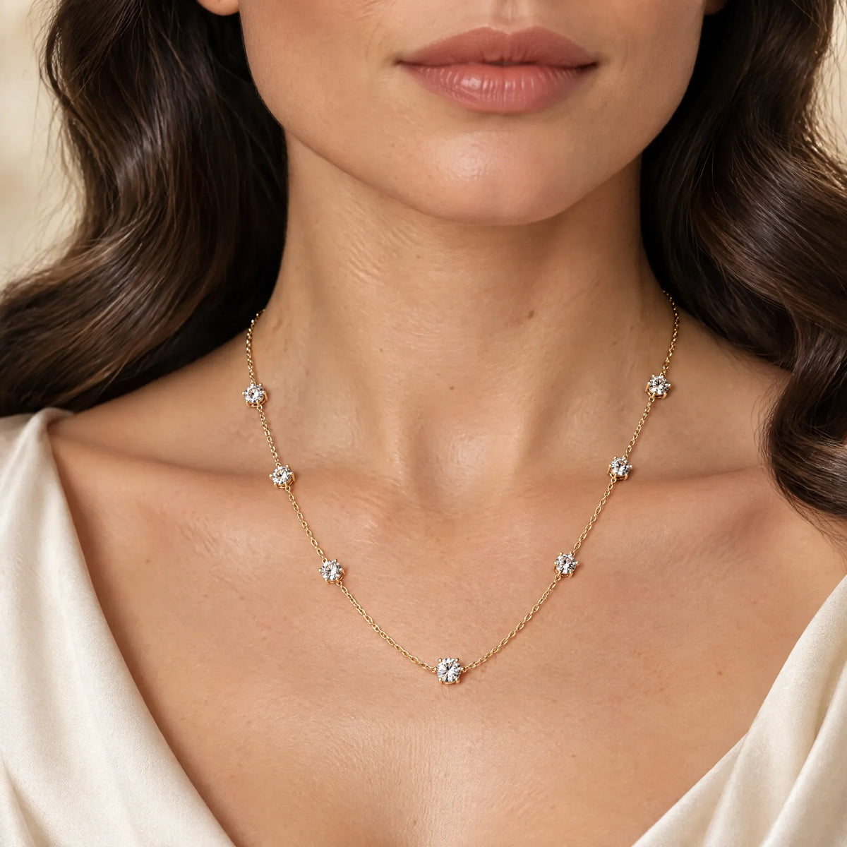 Céleste Lab-Grown Diamond Station Necklace - Yellow Gold