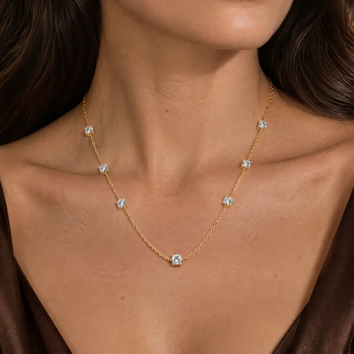 Céleste Lab-Grown Diamond Station Necklace - Yellow Gold