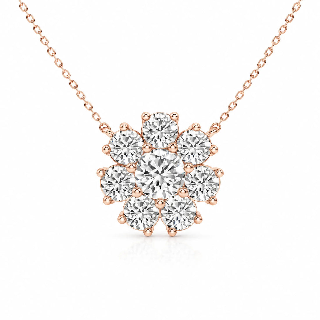 Marguerite Lab-Grown Diamond Flower Necklace - Rose Gold
