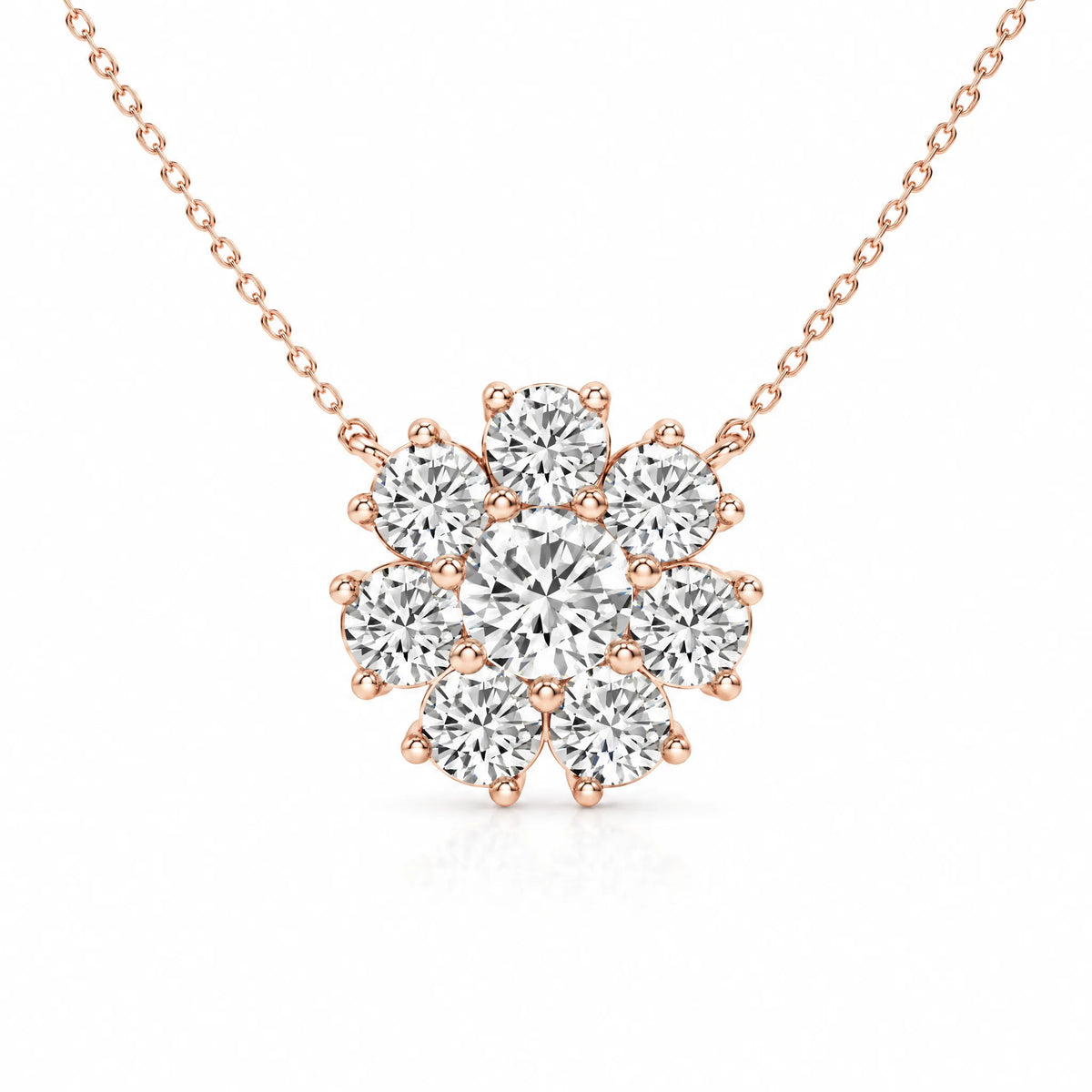 Marguerite Lab-Grown Diamond Flower Necklace - Rose Gold